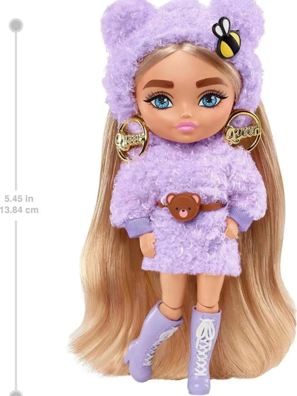 Fluffy Purple Fashion Mini Doll with Stand & Accessories - Perfect Gift for Kids